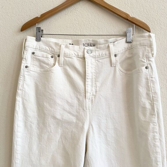 J.CREW Jeans Women 32 Demi Boot Crop High Rise White Stretch 9” Leg‎ Opening - Picture 3 of 11